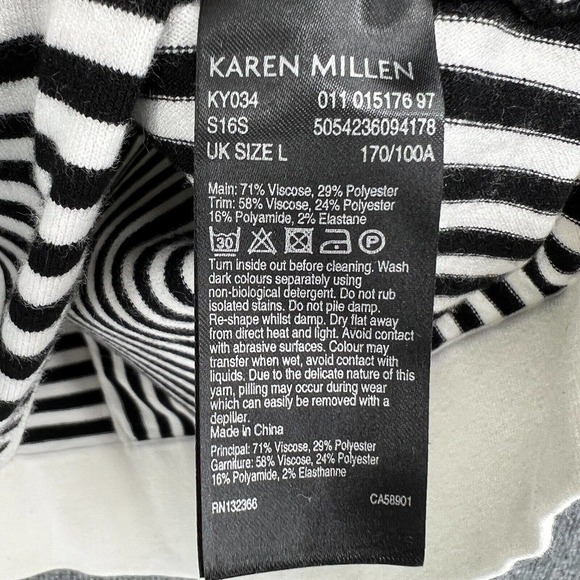 Karen Millen Sweater Womens Large Black White Striped Long Sleeve Tunic - Picture 5 of 10